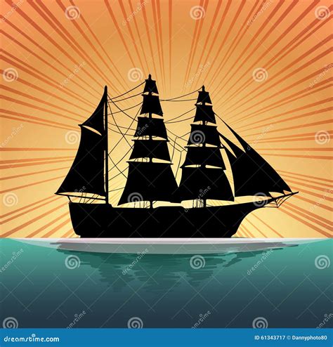 Silhouette Of A Sailboat At Sunset Vector Illustration Sailing Boat