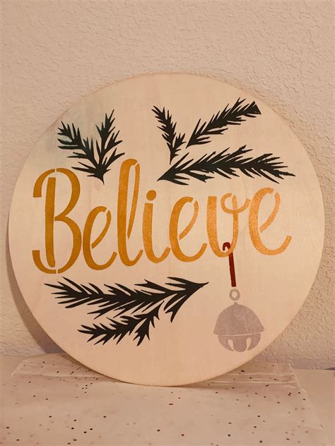 Believe Wood Sign Christmas Sign Handmade Decor Aprils Custom Crafts