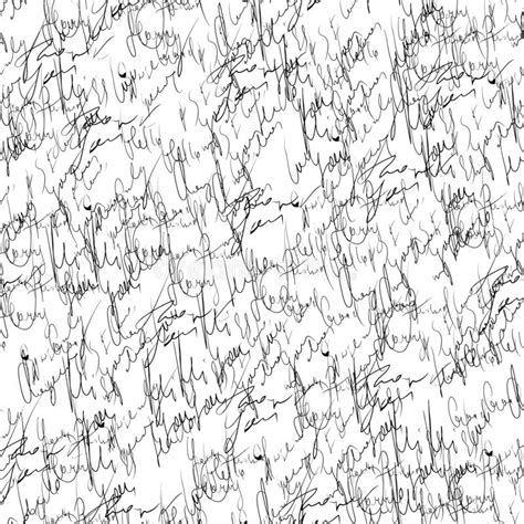 Seamless Abstract Text Pattern Handwritten Font On A White Background