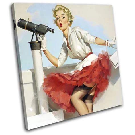 Vintage Girl Poster Sexy Retro Pin Ups Single Canvas Wall Art Picture