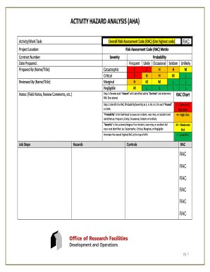 Fillable Online Activity Hazard Analysis Aha Fax Email Print Pdffiller