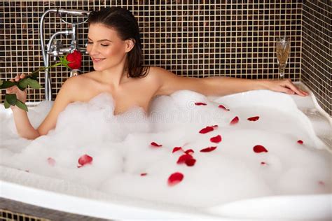 Beautiful Woman Takes Bubble Bath Stock Photo Image Of Bath Girl