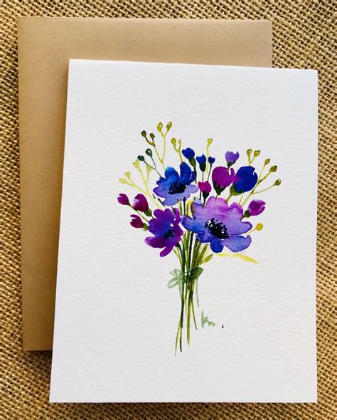 Hand Painted Greeting Cards With Flowers Watercolor Greeting Cards