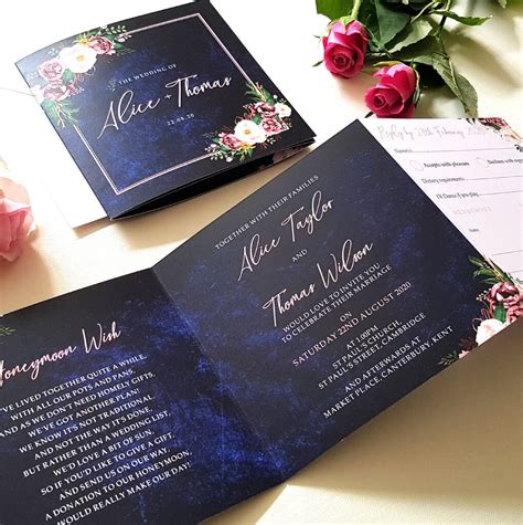 Blush And Blue Trifold Wedding Invitations By Sienna Mai