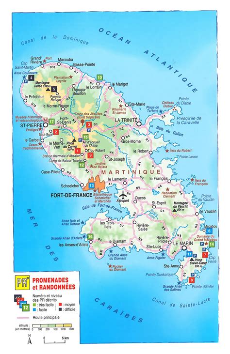 Detailed Elevation Map Of Martinique With Other Marks Martinique