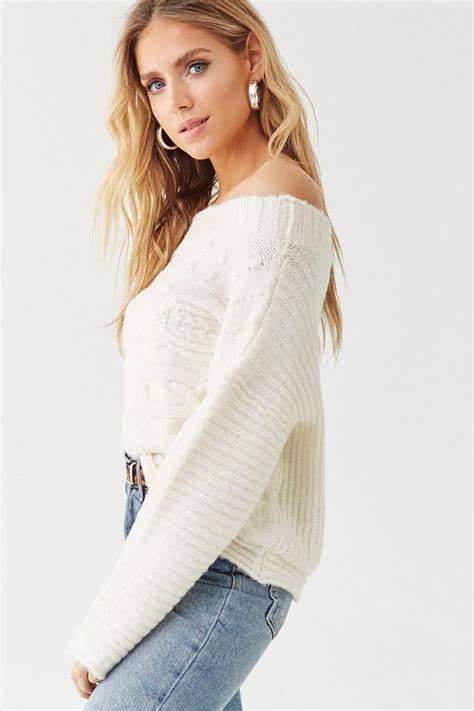 Cable Knit Off The Shoulder Sweater Forever 21 Shoulder Sweater