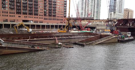 Sunken Barge Raised Move Down River Cbs Chicago