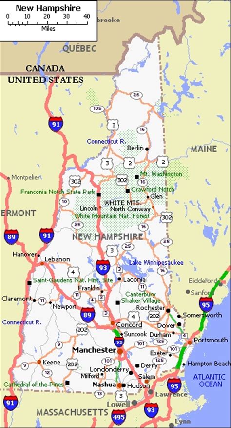 New Hampshire Map And New Hampshire Satellite Images