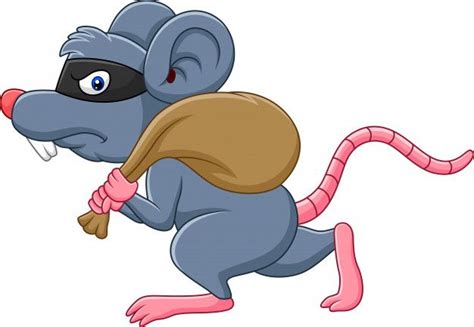 Premium Vector Cartoon Rat Thief Stealing On The Bag And Running