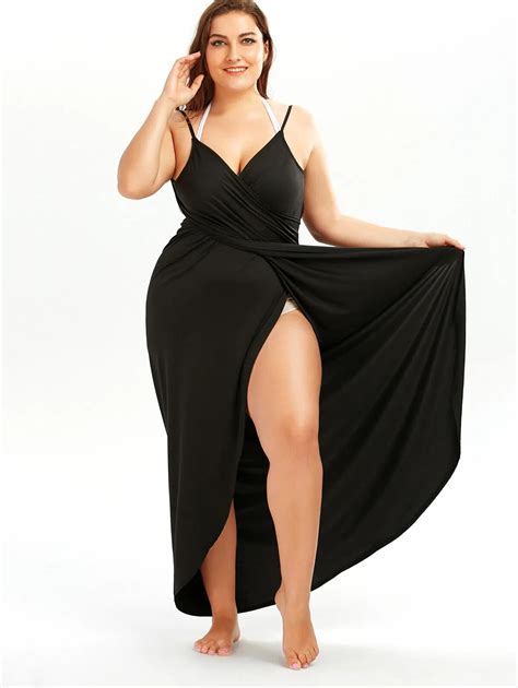 Gamiss Sexy Beach Long Split Summer Plus Size Dress Backless V Neck Wrap Cover Dress Long Split