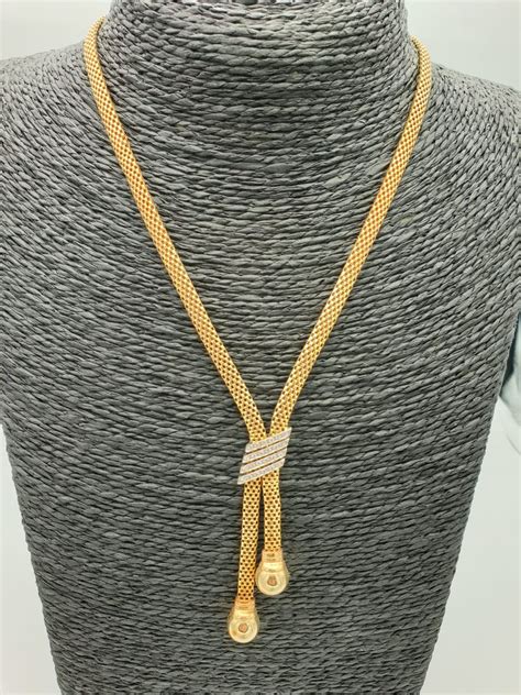Vintage 18k Gold Y Necklace With Diamonds