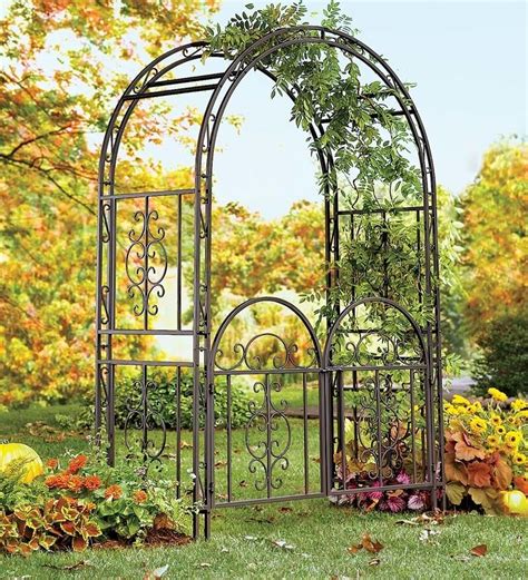 A metal garden arch will provide the support that climbing plants require to ramble. Large Garden Arbor Iron Patio Archway w/ Optional Gate ...