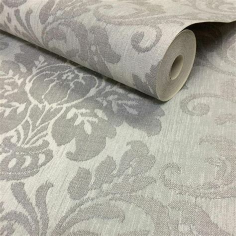 Fabric Damask Silver Wallpaper Grandeco Decorating Centre Online