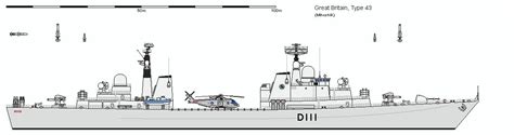 Type 43 Destroyer Design With Merlin Helicopter