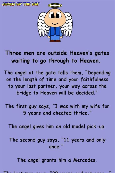 Three Men Are Outside Heavens Gates Waiting To Go Through To Heaven