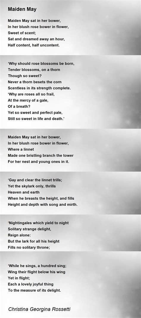 Maiden May Poem By Christina Georgina Rossetti Poem Hunter