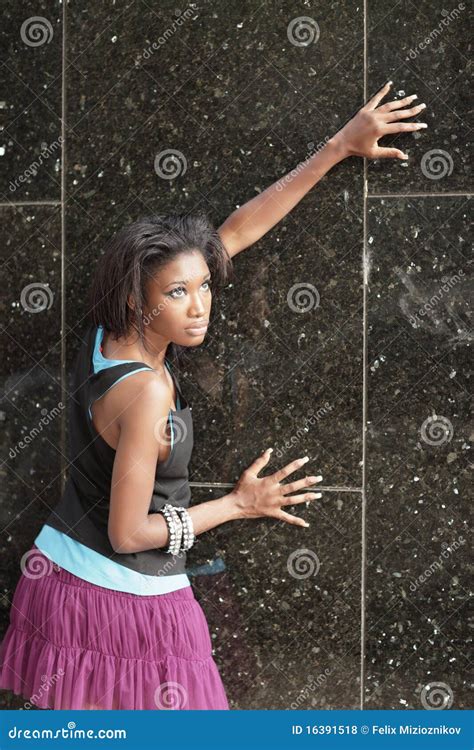 Woman With Hands On The Wall Stock Photo Image Of Pretty Body