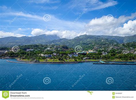 Fly from the united states on french bee, united airlines, hawaiian airlines and more. Papeete City View From The Sea, Tahiti Stock Image - Image ...