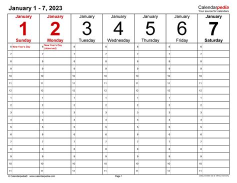 Weekly Calendars 2023 For Excel 12 Free Printable Templates