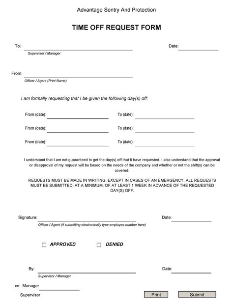 time  request form templates  word sample