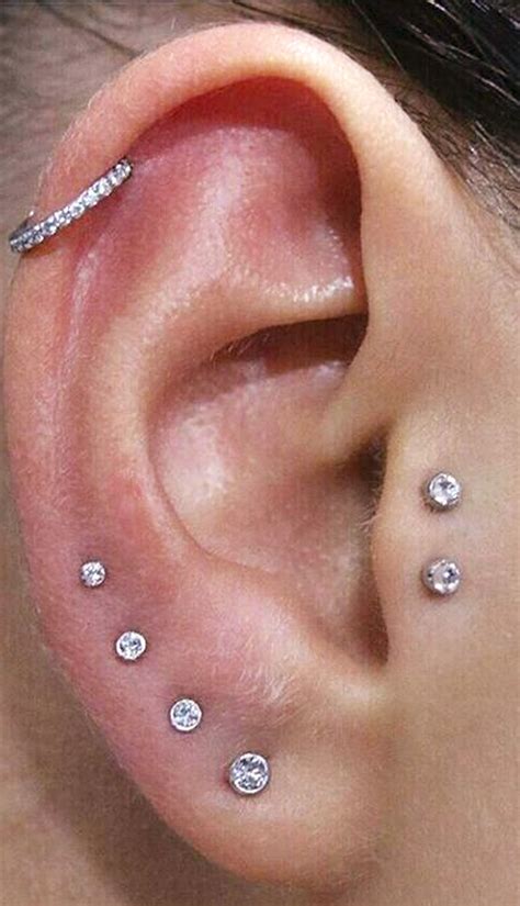 Multiple Ear Piercing Ideas For Women Crystal Cartilage Ring Hoop Double Tragus Jewelry Piercing