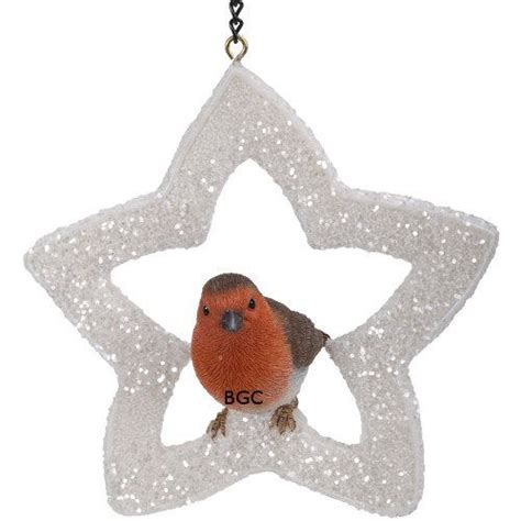 Hanging Star Robin Resin Ornament Vivid Arts Bridgend Garden Centre