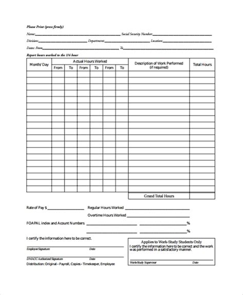 sample time sheet templates   ms word excel