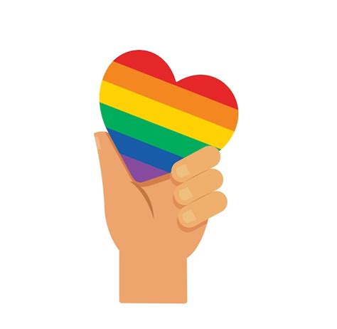 premium vector hand holding heart rainbow flag lgbt symbol