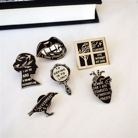 Gothic Literature Enamel Pin Set Set Of Six Pin Badges Etsy Enamel
