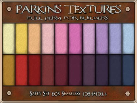 second life marketplace parkins textures satin set 20x full perm seamless 1024x1024