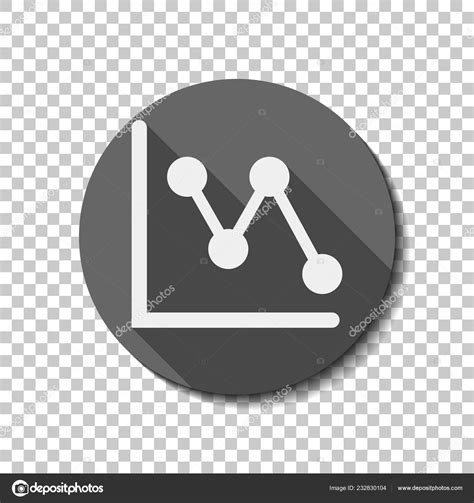 Declining Graph Line Icon White Flat Icon Long Shadow Circle Stock