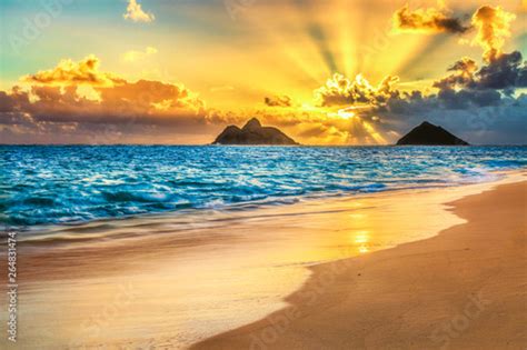 Sunrise At Lanikai Beach Kailua Oahu Hawaii Buy This Stock Photo