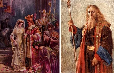 Left The Marriage Of Arthur And Guinevere Right Merlin The Famous Figure In Myths Of King