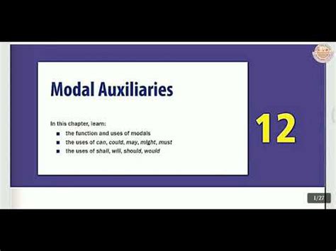 Modal Auxiliaries Video Lecture English Grammar Class
