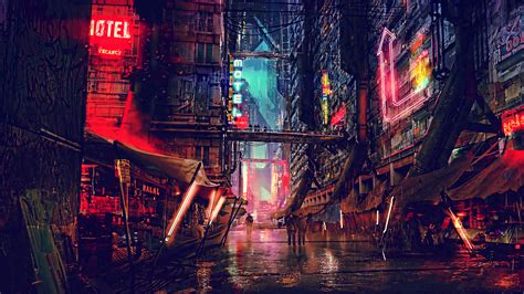 1366x768 Science Fiction Cyberpunk Futuristic City Digital Art 4k