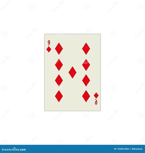 Illustration Of A Nine Of Diamonds Playing Card With Isolated On A
