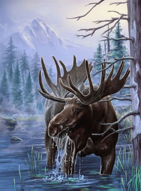Moose Mist Art Print By Enchantedelementsart Wildlife Artwork