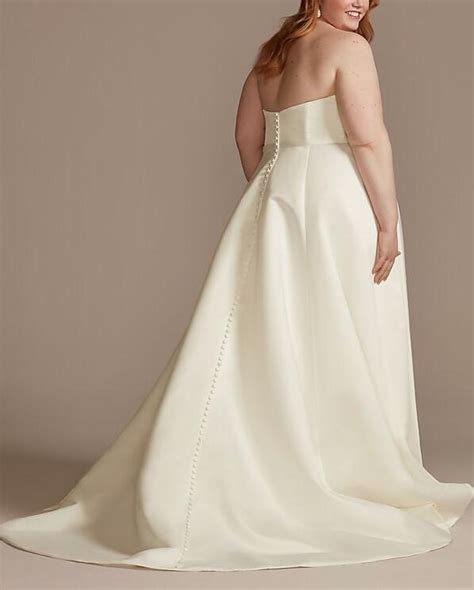 A Line Strapless Sweetheart Ivory Satin Plus Size Wedding Dresses With