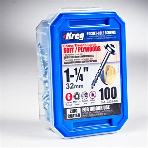 Kreg 8 X 1 14 Pocket Hole Screws Coarse Thread 100 Ct The