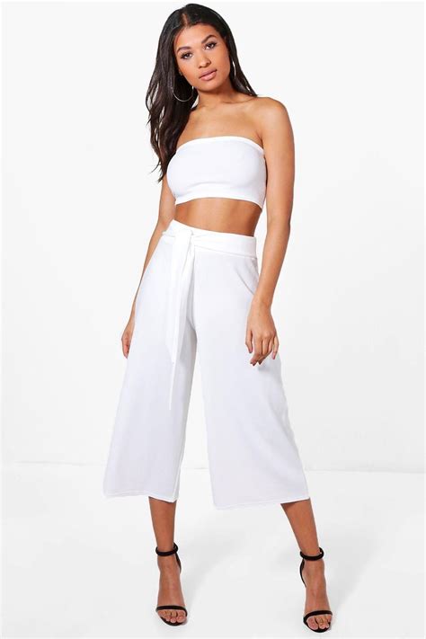Tie Waist Culotte Two Piece Set Culottes Fashion Night Outfits