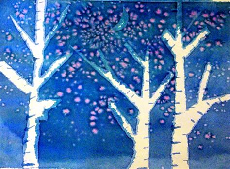 Kids Art Watercolor Winter Trees Happiness Is Homemade