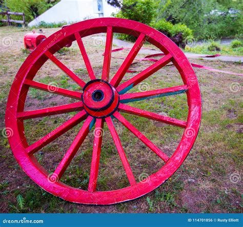 Wooden Red Wagon Wheel Stock Photo Image Of Argentina 114701856