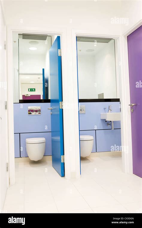 Contemporary Office Bathroom Toilet Cubicle Interior Design Stock