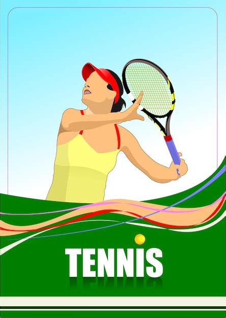 Premium Vector Woman Tennis Player Poster Colored Vector Illustration For Designers