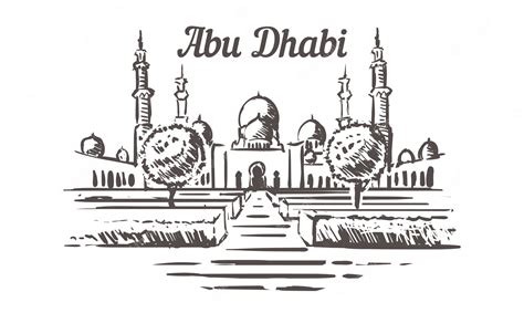 Premium Vector Abu Dhabi Sheikh Zayed Mosque Drawn