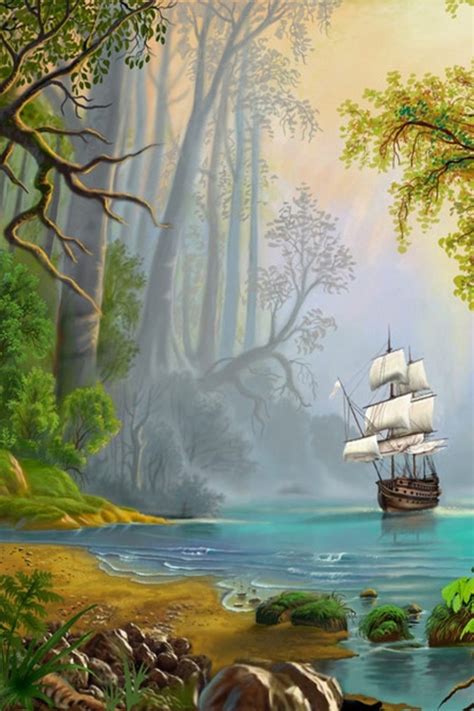 Free Download Hd Ship And Forest Photoshop Iphone 4 Wallpapers