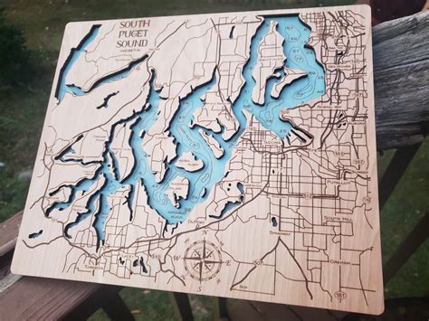 South Puget Sound Topographic Map 2 Layer Dna Lasering