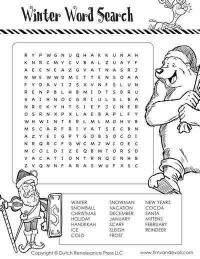 Printable Winter Word Search For Kids Tims Printables