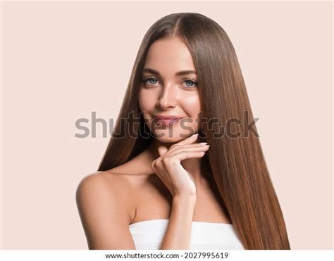 Beautiful Long Smooth Hair Woman Happy Stock Photo 2027995619