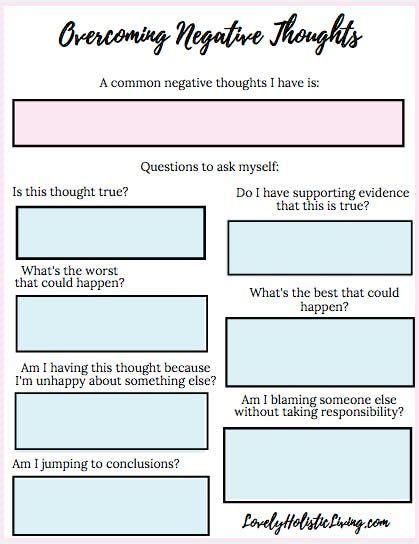 Negative Thoughts In 2020 Therapy Worksheets Coping Skills Social
